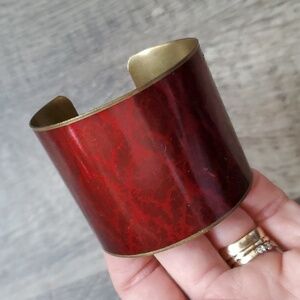 🆕 Artist-made red metal cuff bracelet